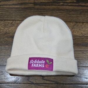 The Office Schrute Farms Off White Cream Beanie Hat